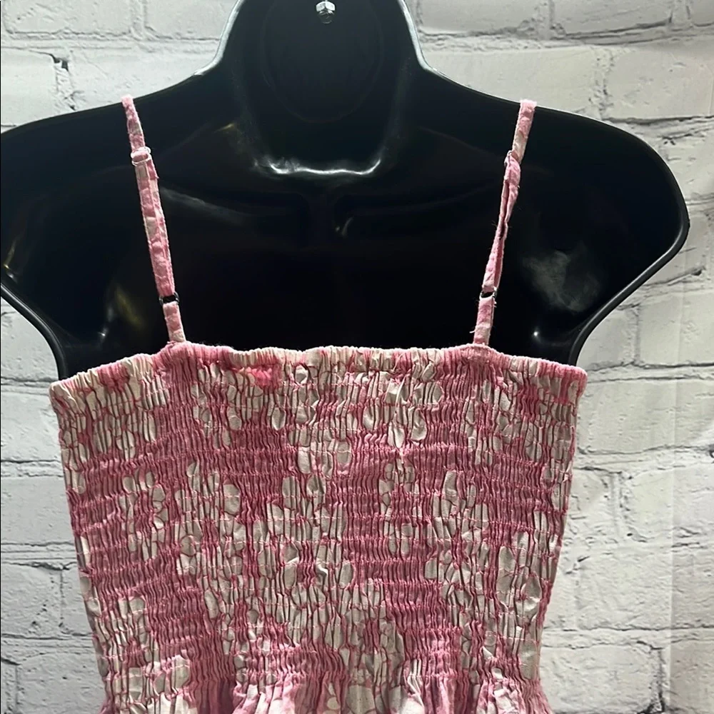 Pink Mini Sundress with Spaghetti Straps and Ombre Design - Picture 6 of 8